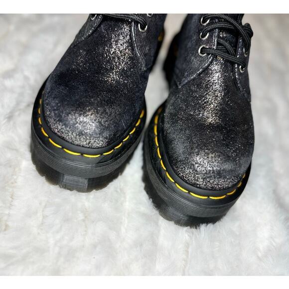 Dr. Martens Women's Size 5- 5.5. Fur- Lined Metallic Black Leather Platform Shoe - Picture 10 of 10